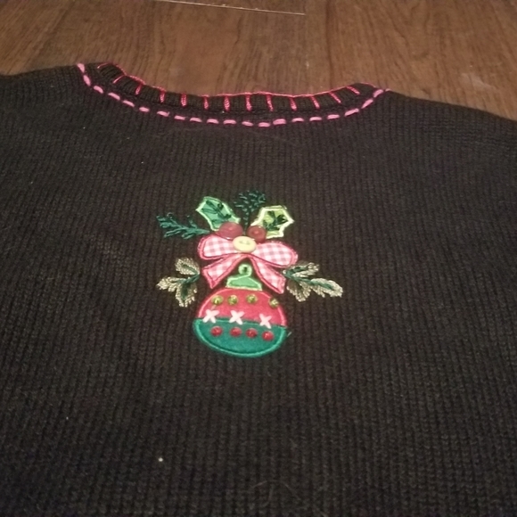 Ugly Christmas Sweater Quacker Factory L Christmas Tree Black Long Sleeve - Picture 14 of 15